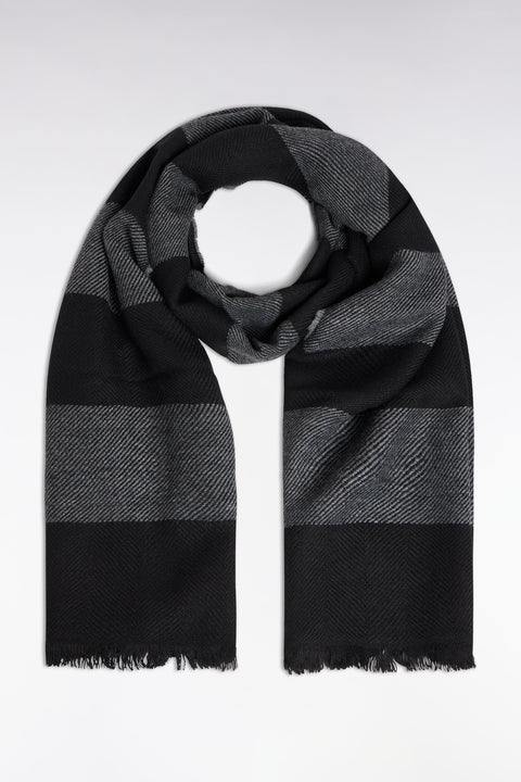 Black wool and alpaca blend scarf - Image 1
