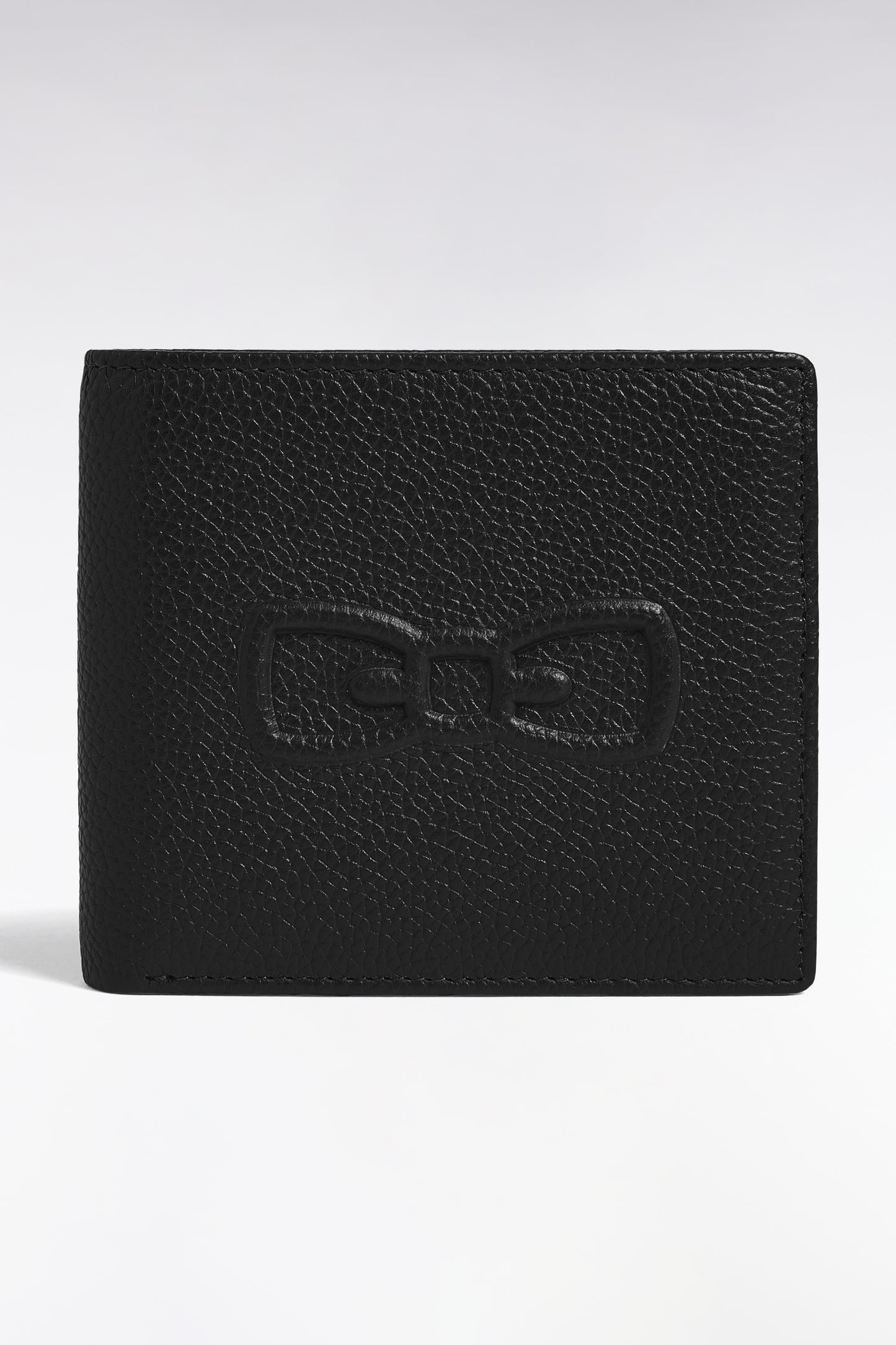 Portefeuille format italien en cuir grainé noir