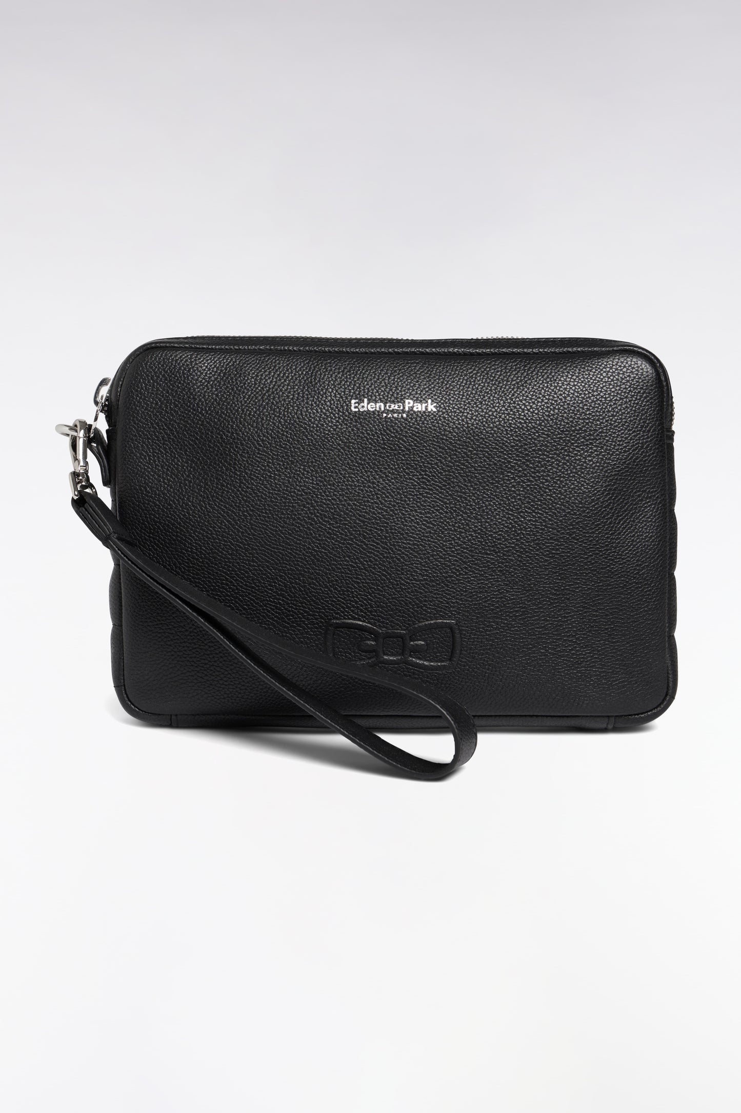 Pochette en cuir grainé noire