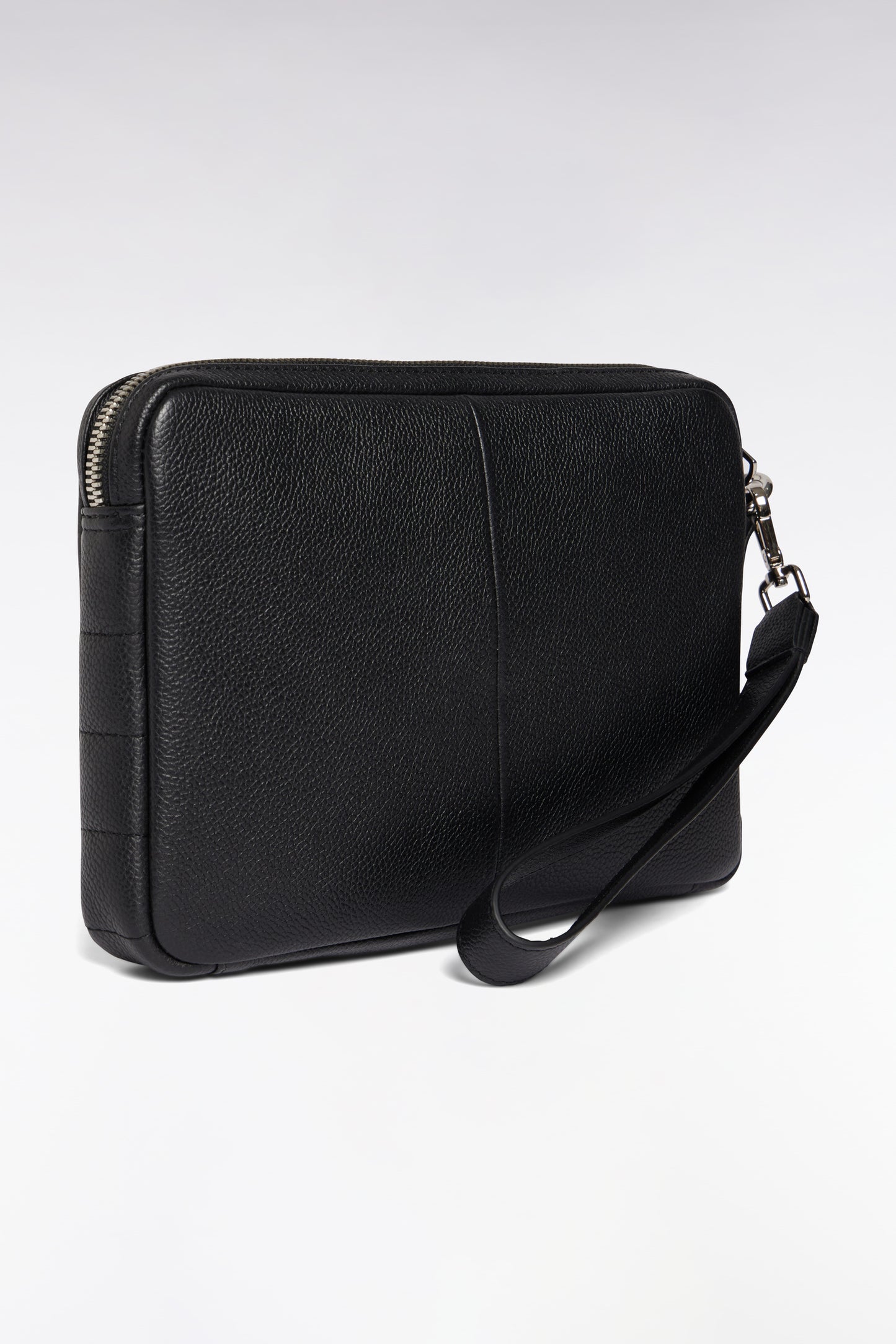Pochette en cuir grainé noire