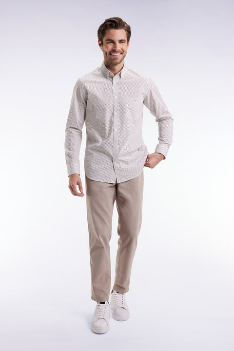 Pantalon chino sans plis en coton stretch beige clair - Image 1