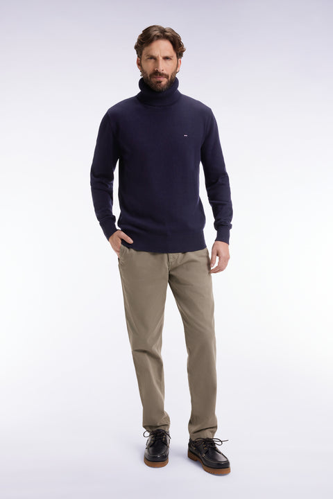 Pantalon chino sans plis en coton stretch vert olive - Image 1