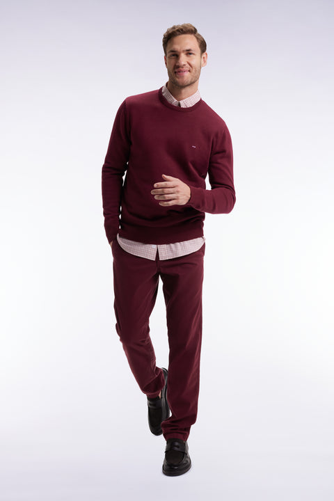 Pantalon chino sans plis en coton stretch bordeaux - Image 1