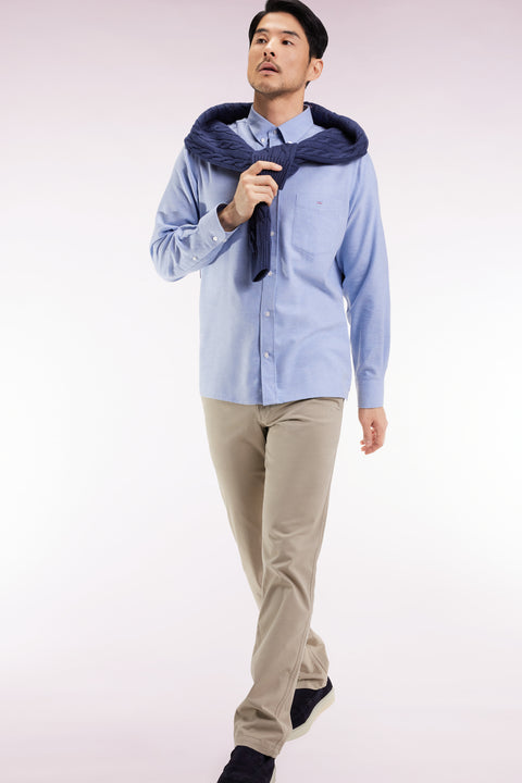 Pantalon chino sans plis en coton stretch beige - Image 1