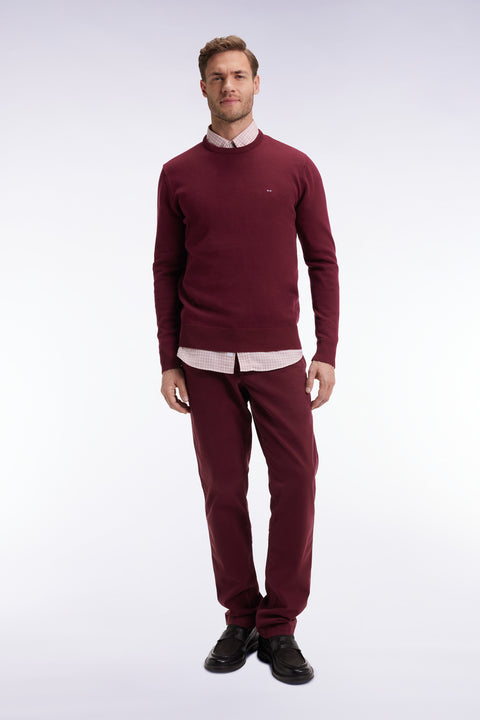 Pantalon chino sans plis en coton stretch bordeaux - Image 3