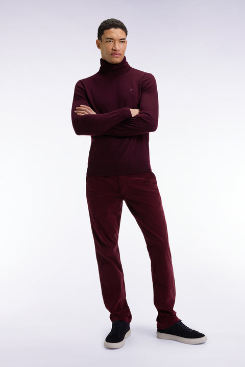 Pantalon chino sans plis en velours stretch bordeaux - Image 1