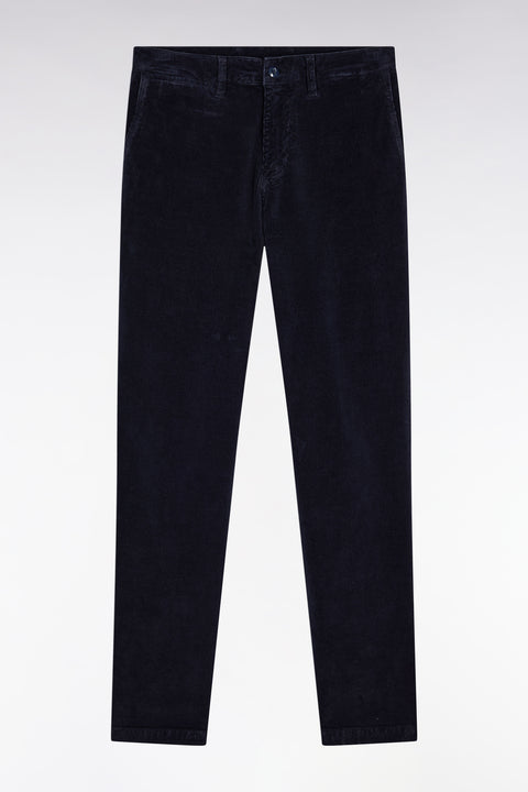 Pantalon chino sans plis en velours stretch marine - Image 2