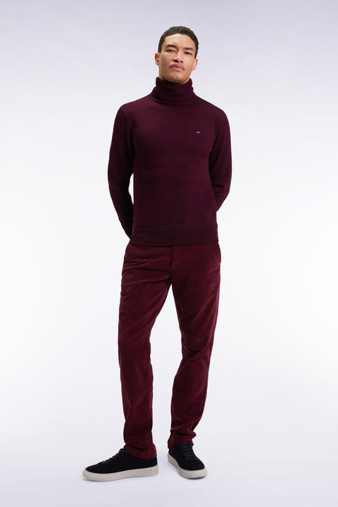 Pantalon chino sans plis en velours stretch bordeaux - Image 3