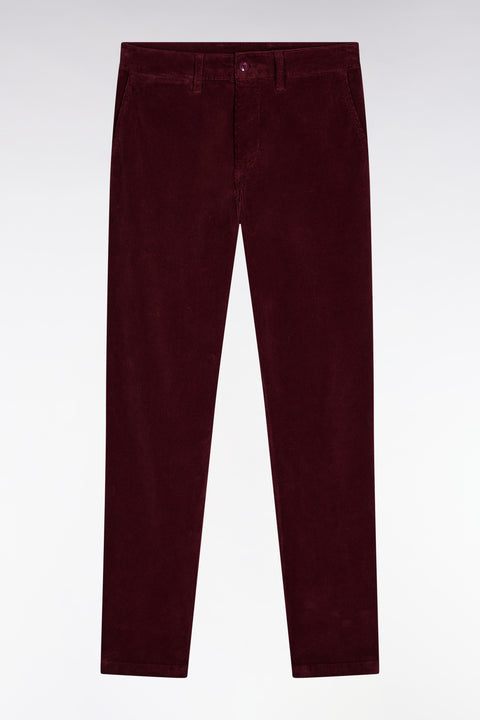 Pantalon chino sans plis en velours stretch bordeaux - Image 2