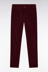 Pantalon chino sans plis en velours stretch bordeaux