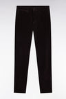 Pantalon chino sans plis en velours stretch marron foncé