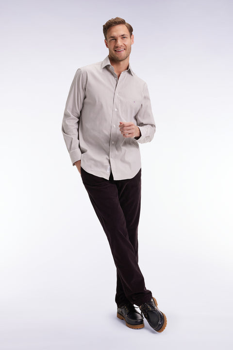 Pantalon chino sans plis en velours stretch marron foncé - Image 1