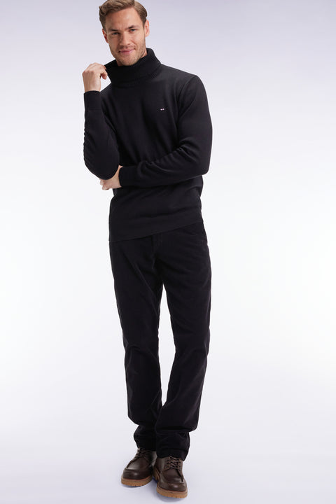 Pantalon chino sans plis en velours stretch noir - Image 1