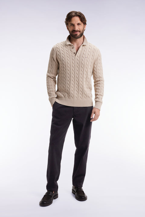 Pantalon chino sans plis en coton piqué stretch noir - Image 1