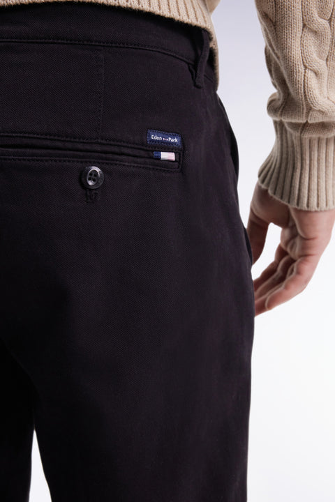 Pantalon chino sans plis en coton piqué stretch noir - Image 3