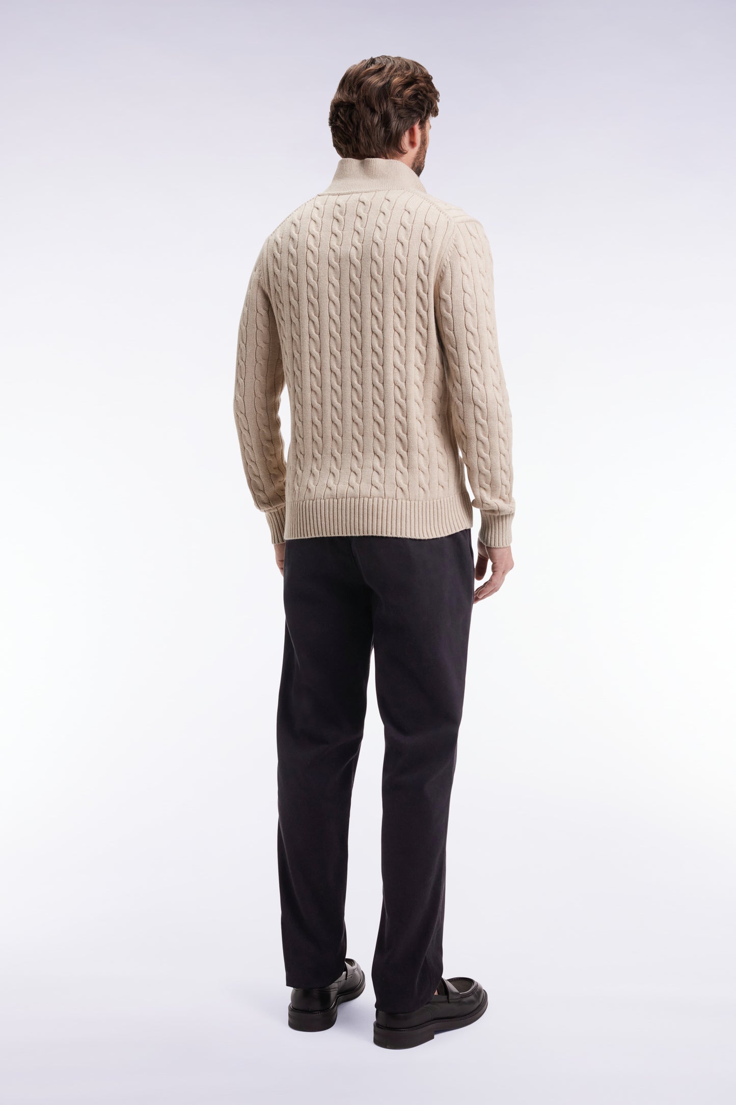 Pantalon chino sans plis en coton piqué stretch noir
