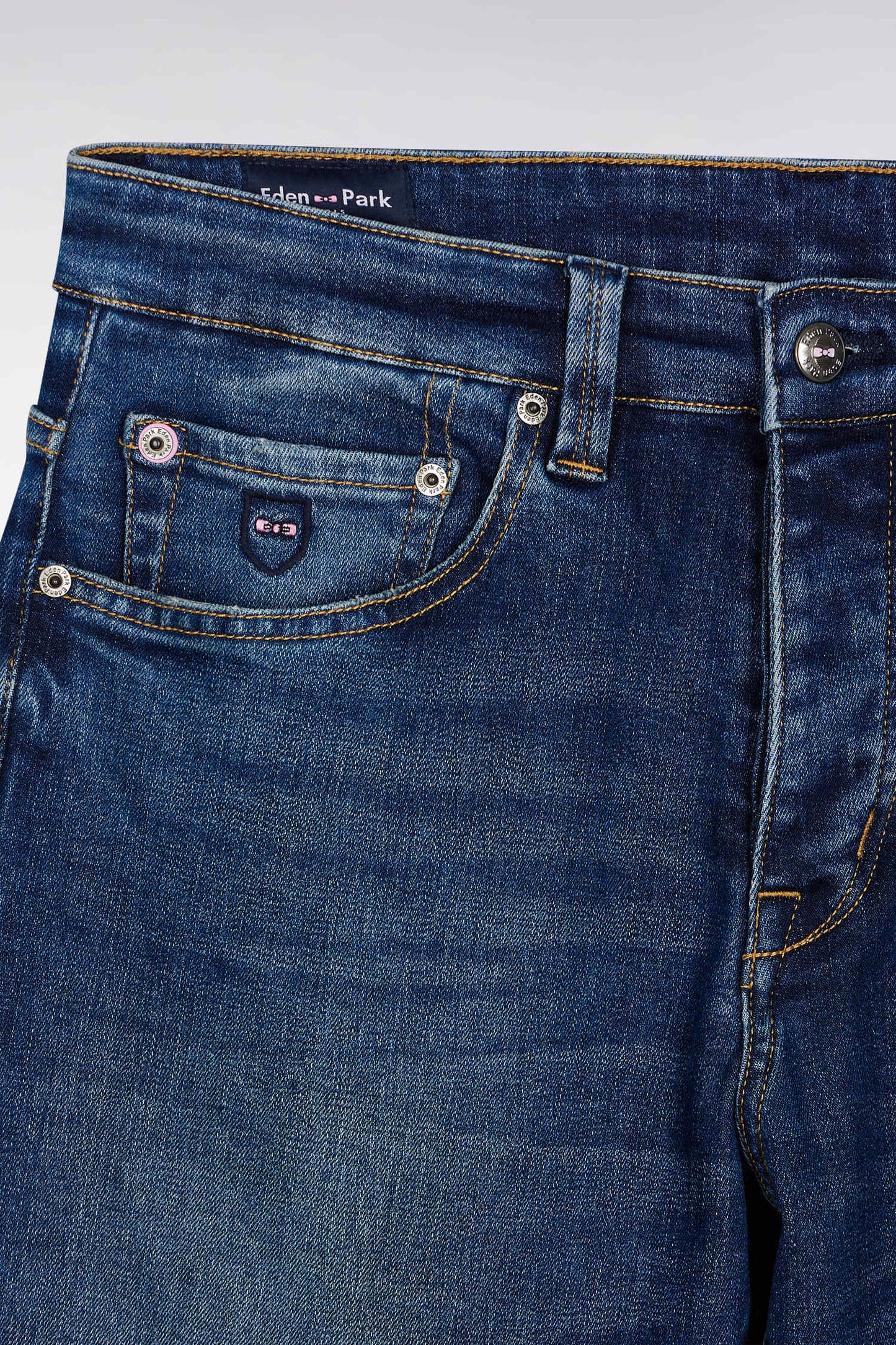 Jean 5 poches en denim stretch bleu coupe Regular