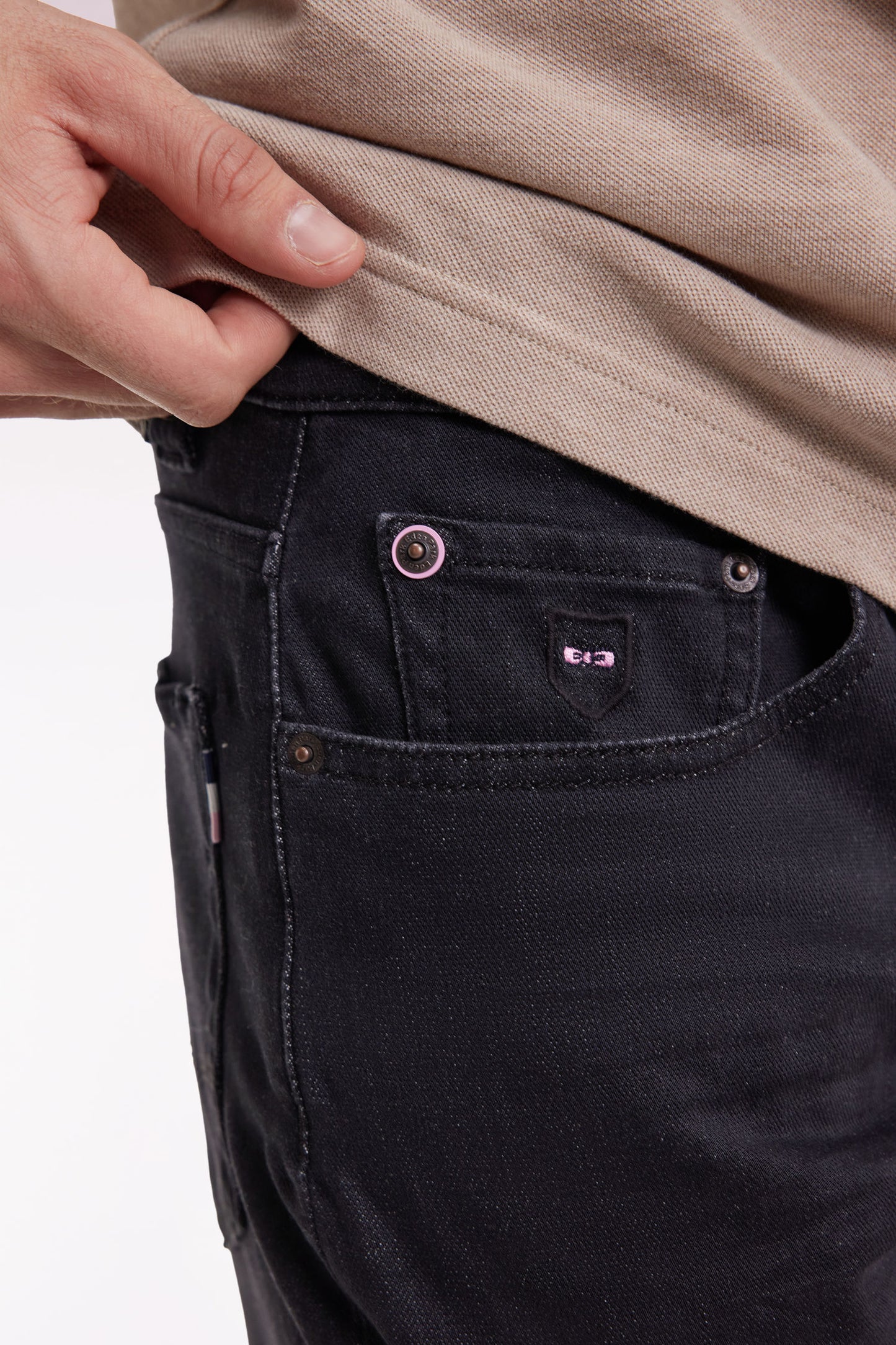 Jean 5 poches en denim stretch mélangé noir coupe Slim