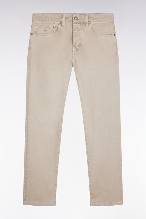 5-pocket jeans in beige stretch cotton - Image 2
