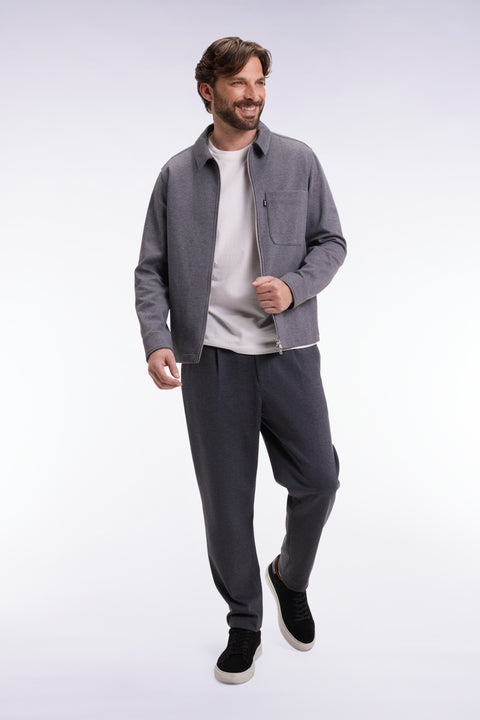 Double-faced jersey pants with elastic waistband, grey Modern cut - Image 1