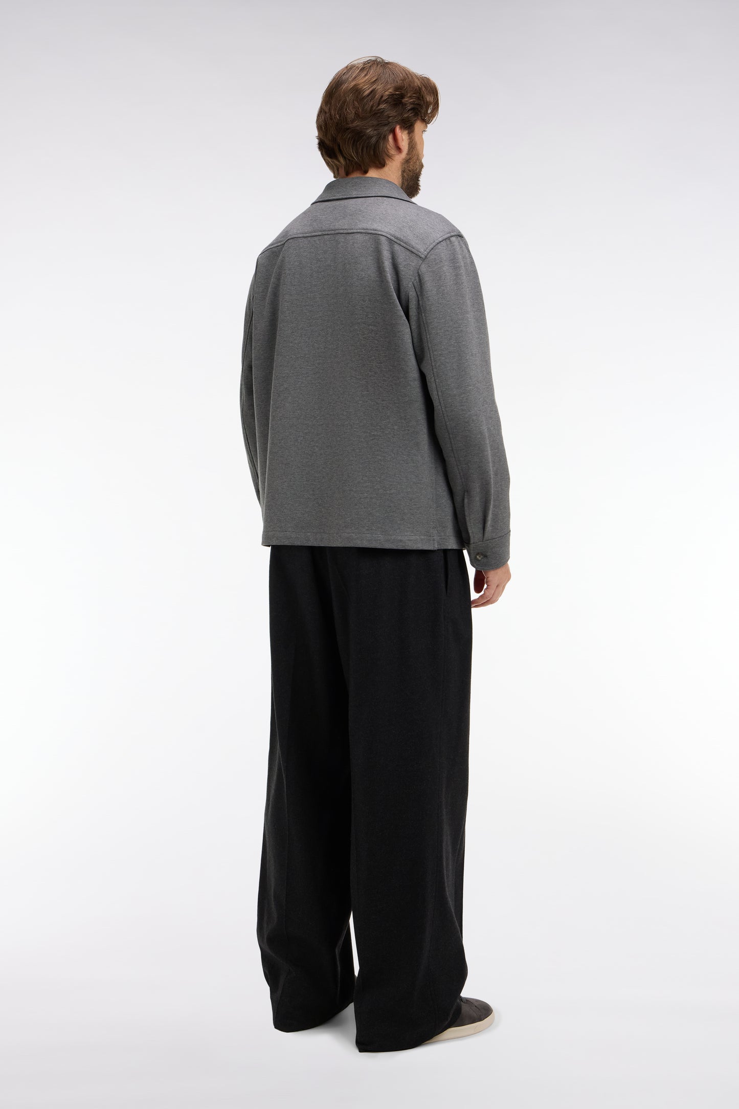 Pantalon large à pinces avec laine et cachemire anthracite