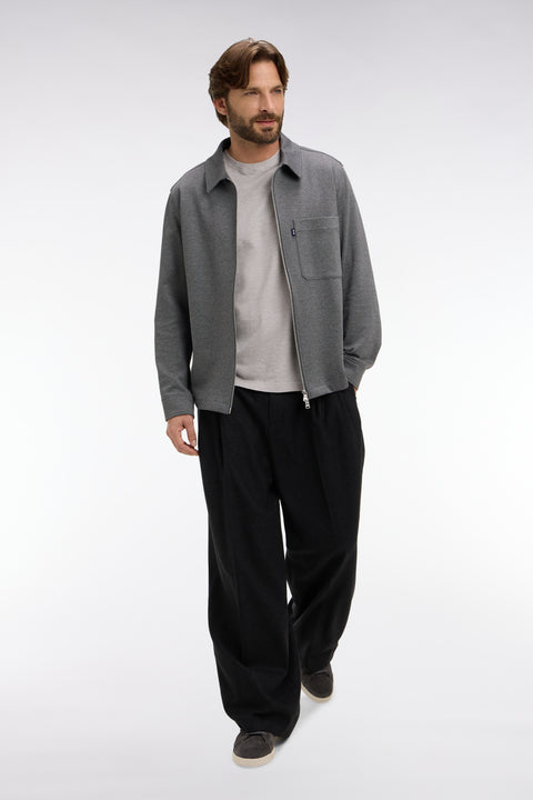 Pantalon large à pinces avec laine et cachemire anthracite - Image 1