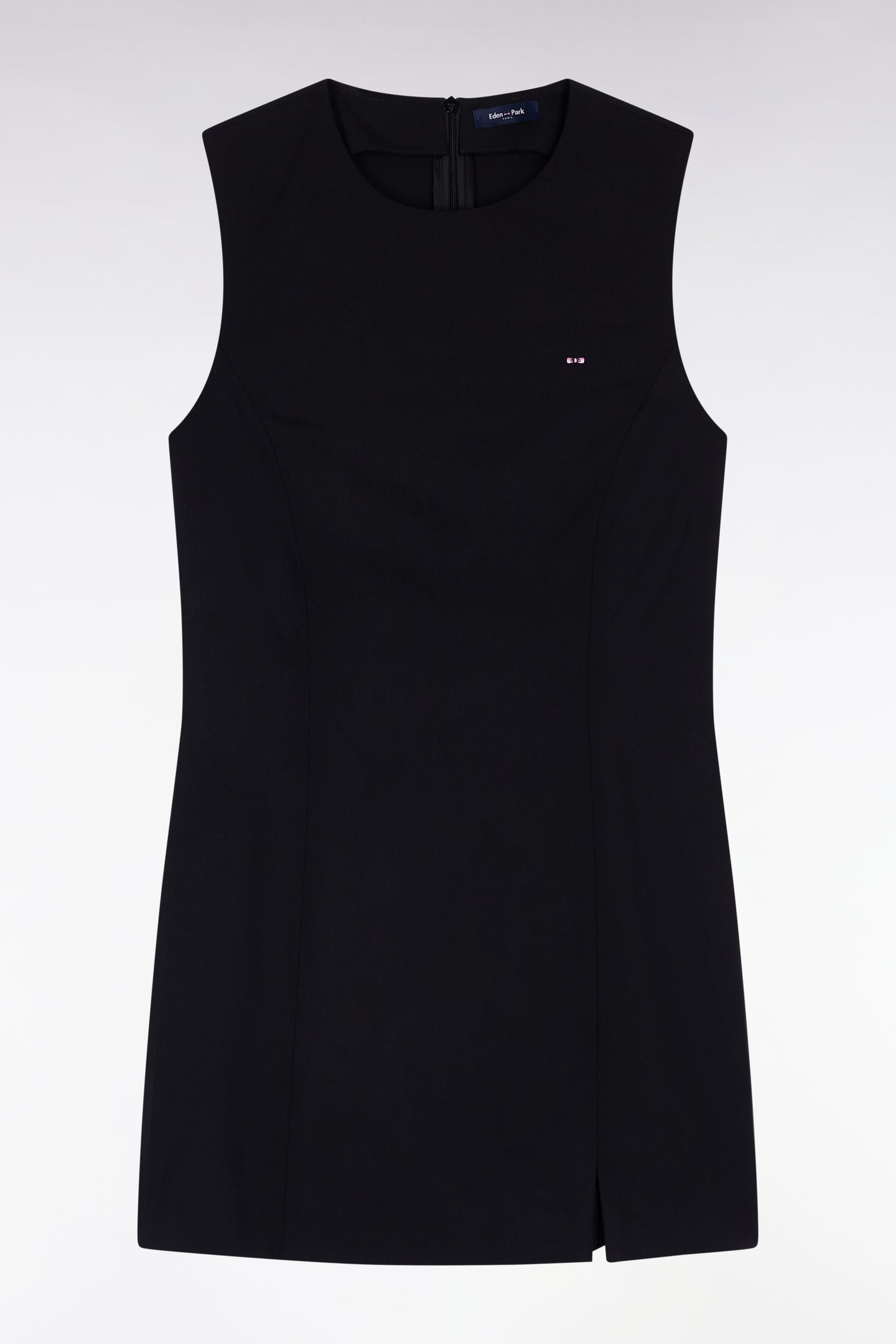 Robe sans manches en laine vierge stretch noire