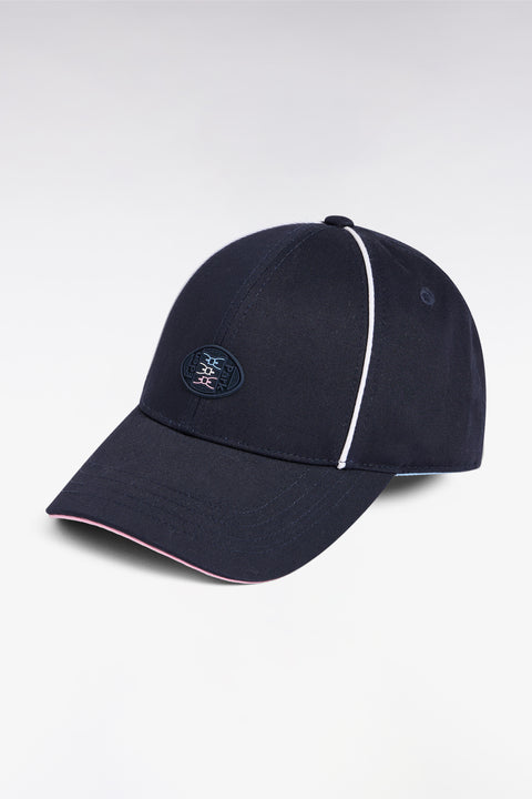 Casquette en twill de coton marine finitions tricolores - Image 1