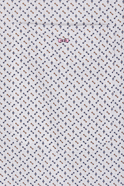 Chemise à manches courtes écru à micro-motifs coupe droite - Image 2