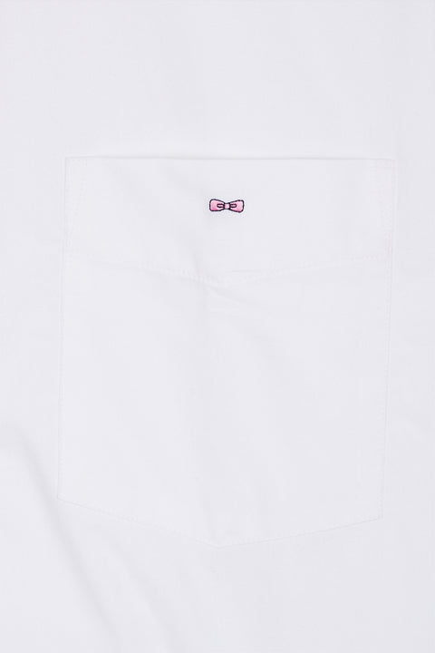 White short-sleeved shirt with printed collar, straight cut - Image 2