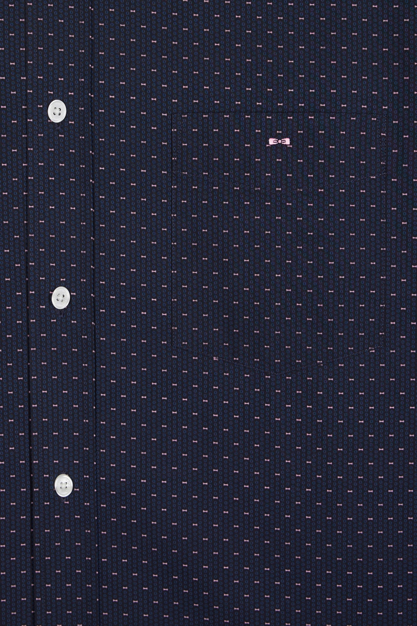 Chemise en coton à micro-motifs nœuds papillon roses coupe droite