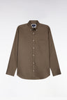 Chemise en coton piqué kaki coupe droite