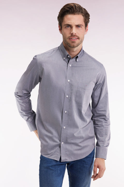 Chemise en coton marine coupe droite - Image 3