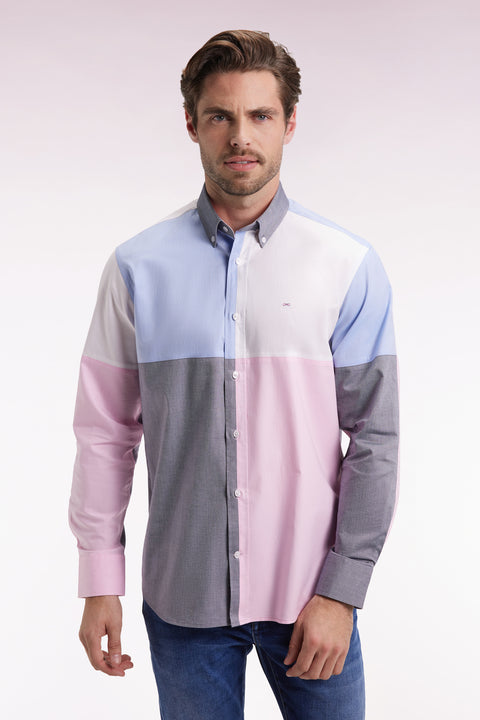 Chemise en coton à motif quatre couleurs coupe droite - Image 3