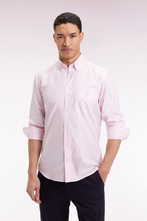 Chemise rayée en coton rose coupe droite - Image 3