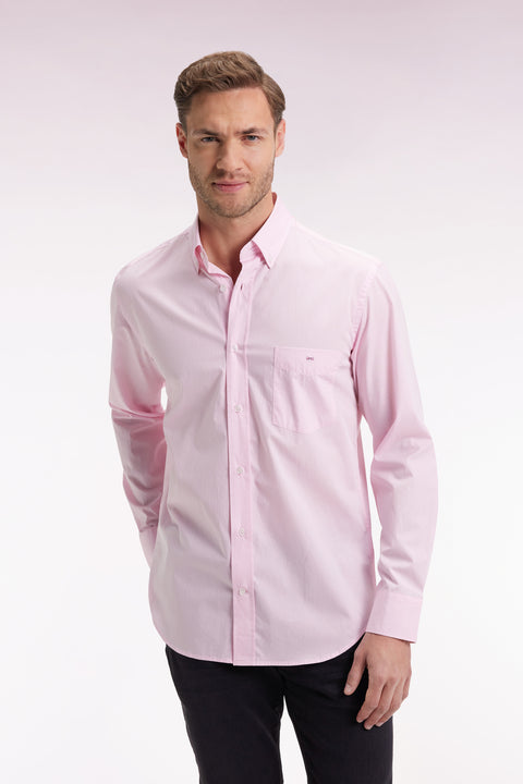 Chemise en coton rose à micro-motifs jacquard coupe droite - Image 3