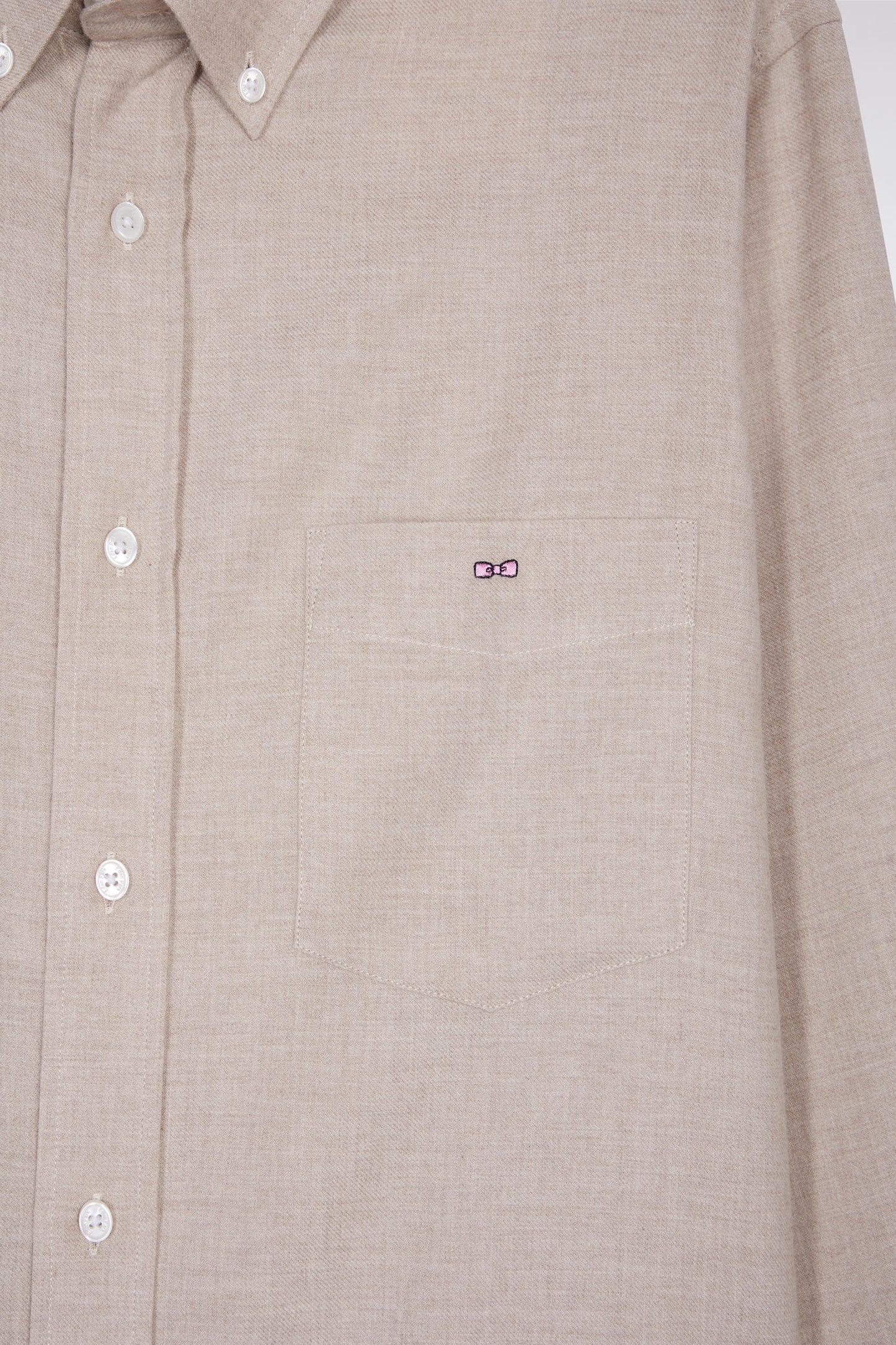 Chemise en flanelle beige coupe droite