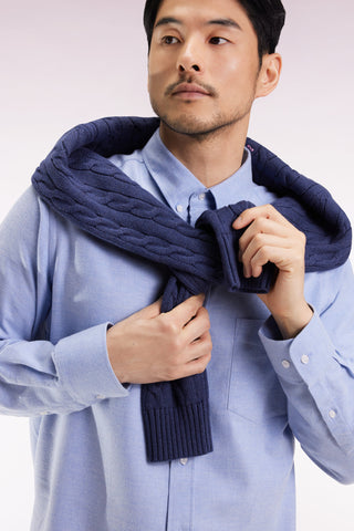 Chemise en flanelle ciel coupe droite