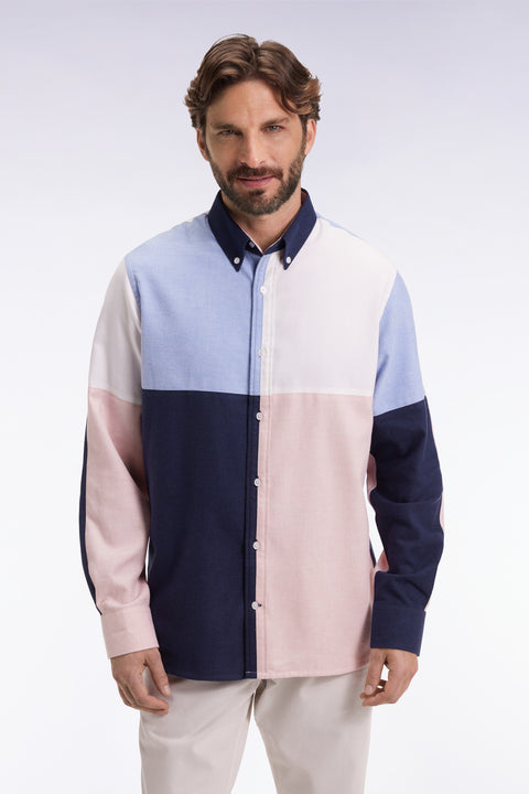 Chemise en coton à motifs damiers quatre couleurs coupe droite - Image 3