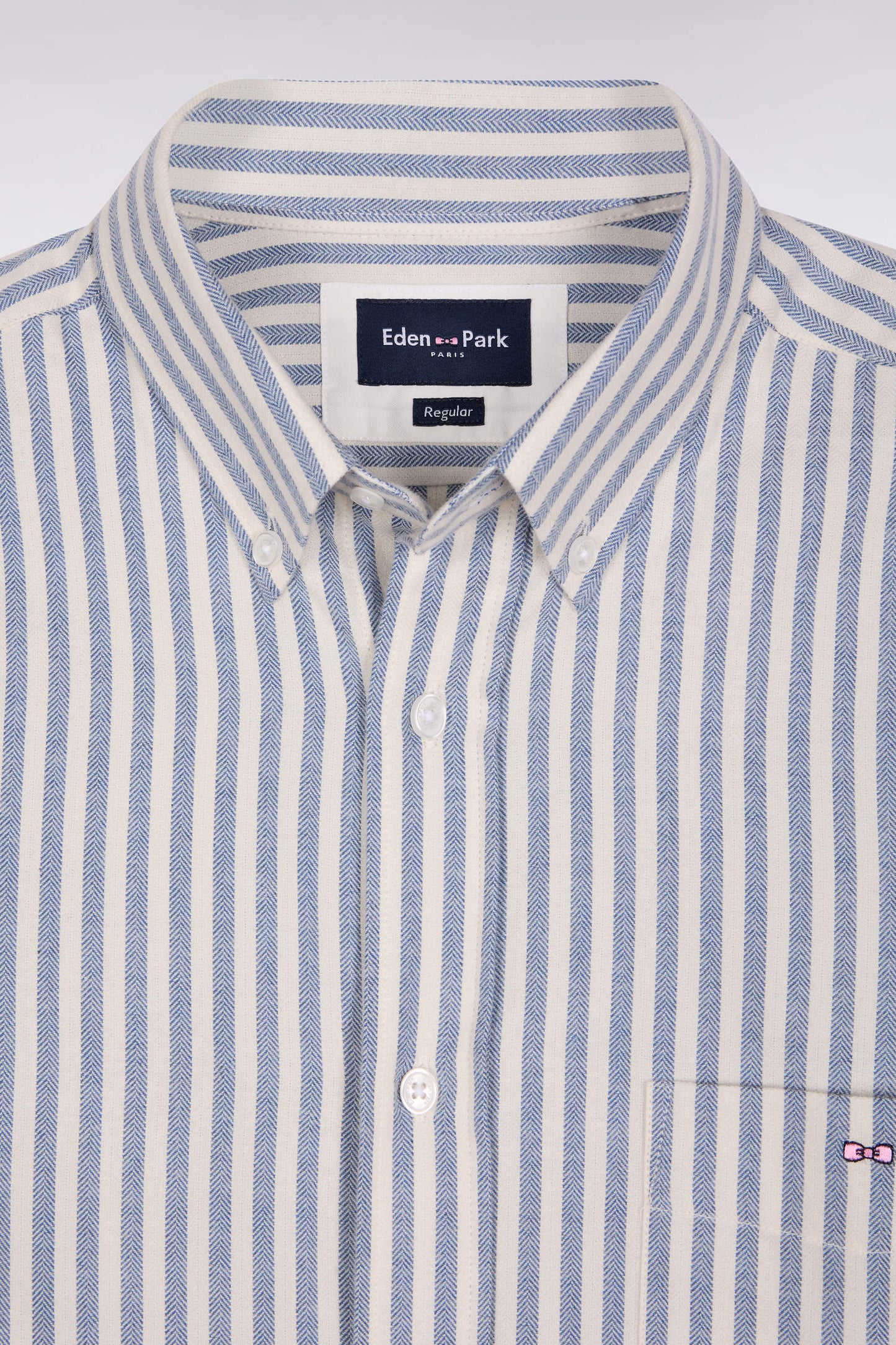 Chemise en coton Pima à rayures bleues et blanches