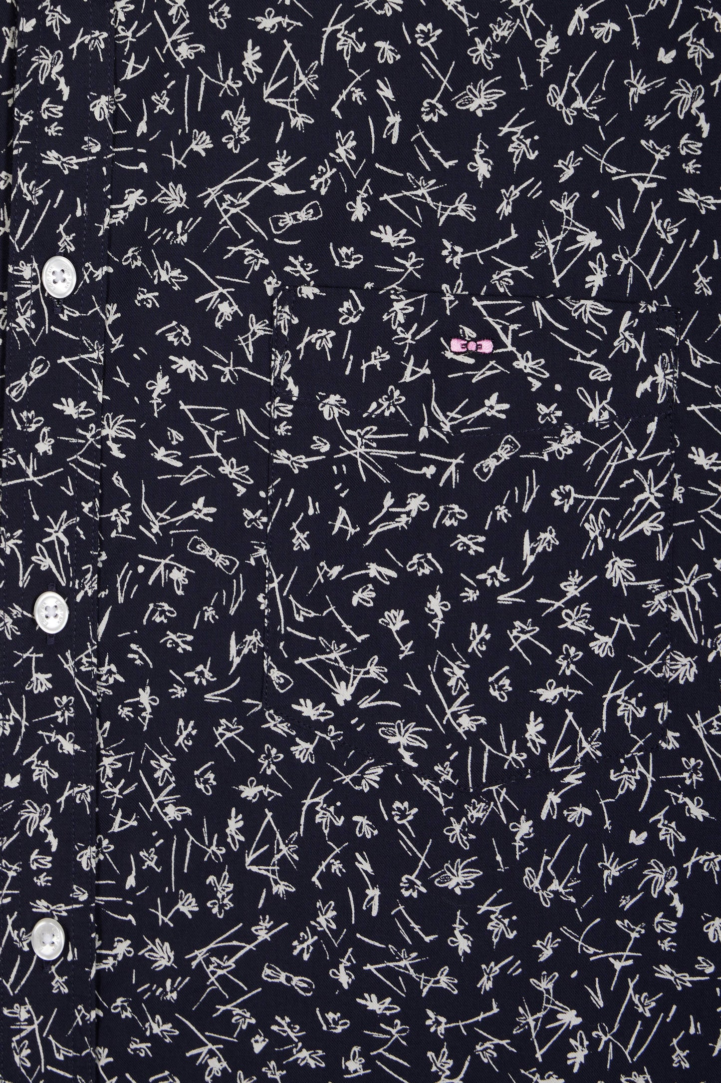 Chemise en coton marine imprimé floral coupe droite