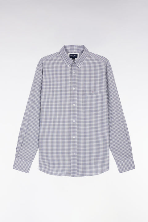 Grey check cotton shirt, straight cut - Image 2