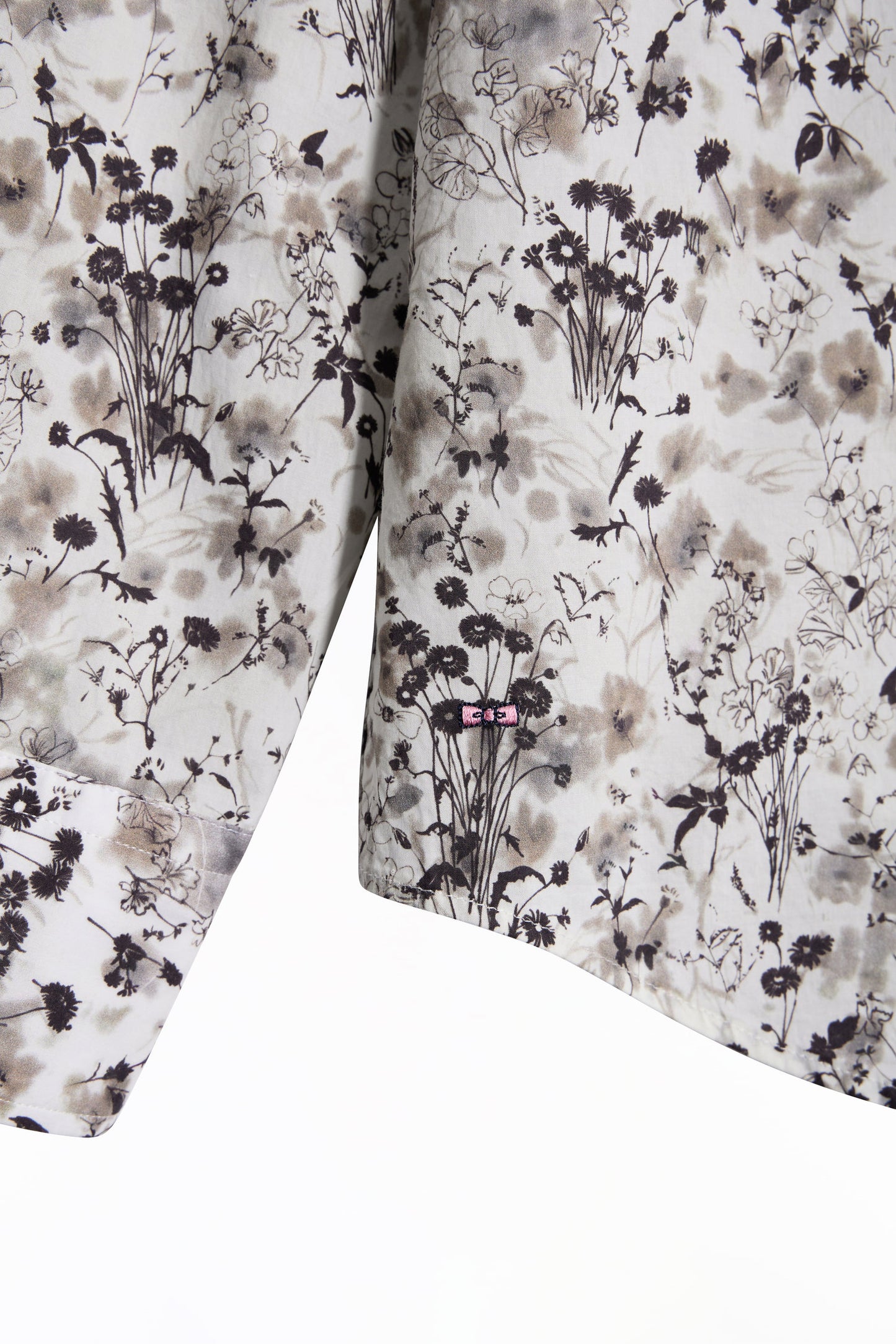 Brown cotton floral print shirt, straight cut