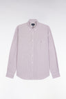 Straight-cut burgundy striped cotton poplin shirt
