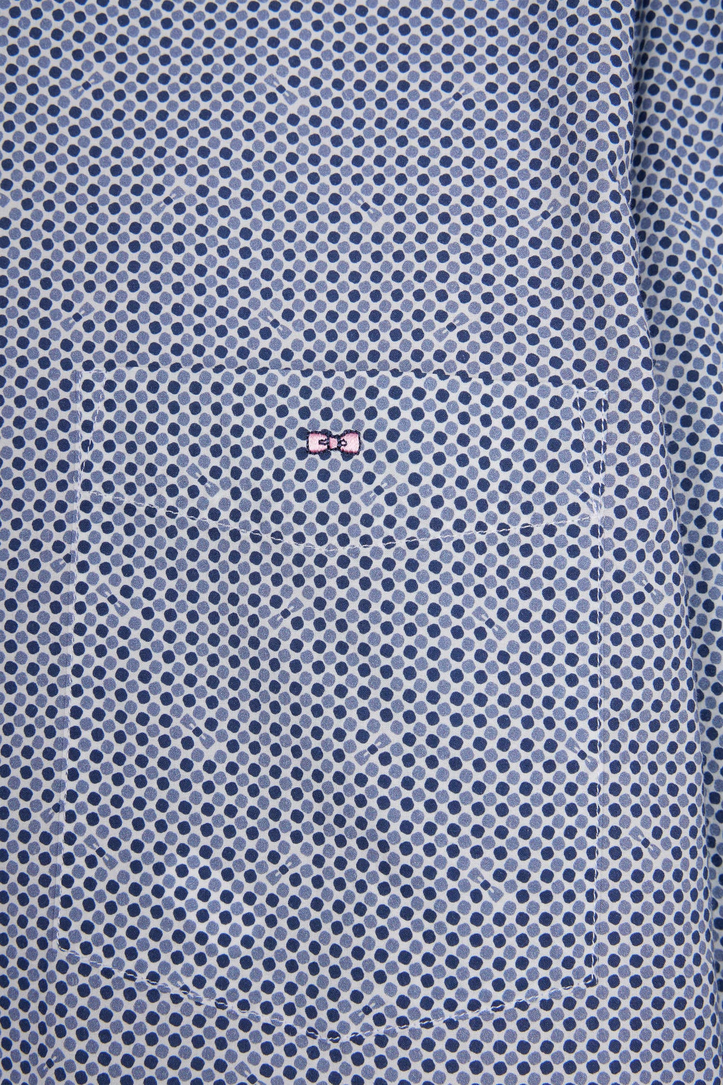 Blue cotton micropattern shirt, straight cut