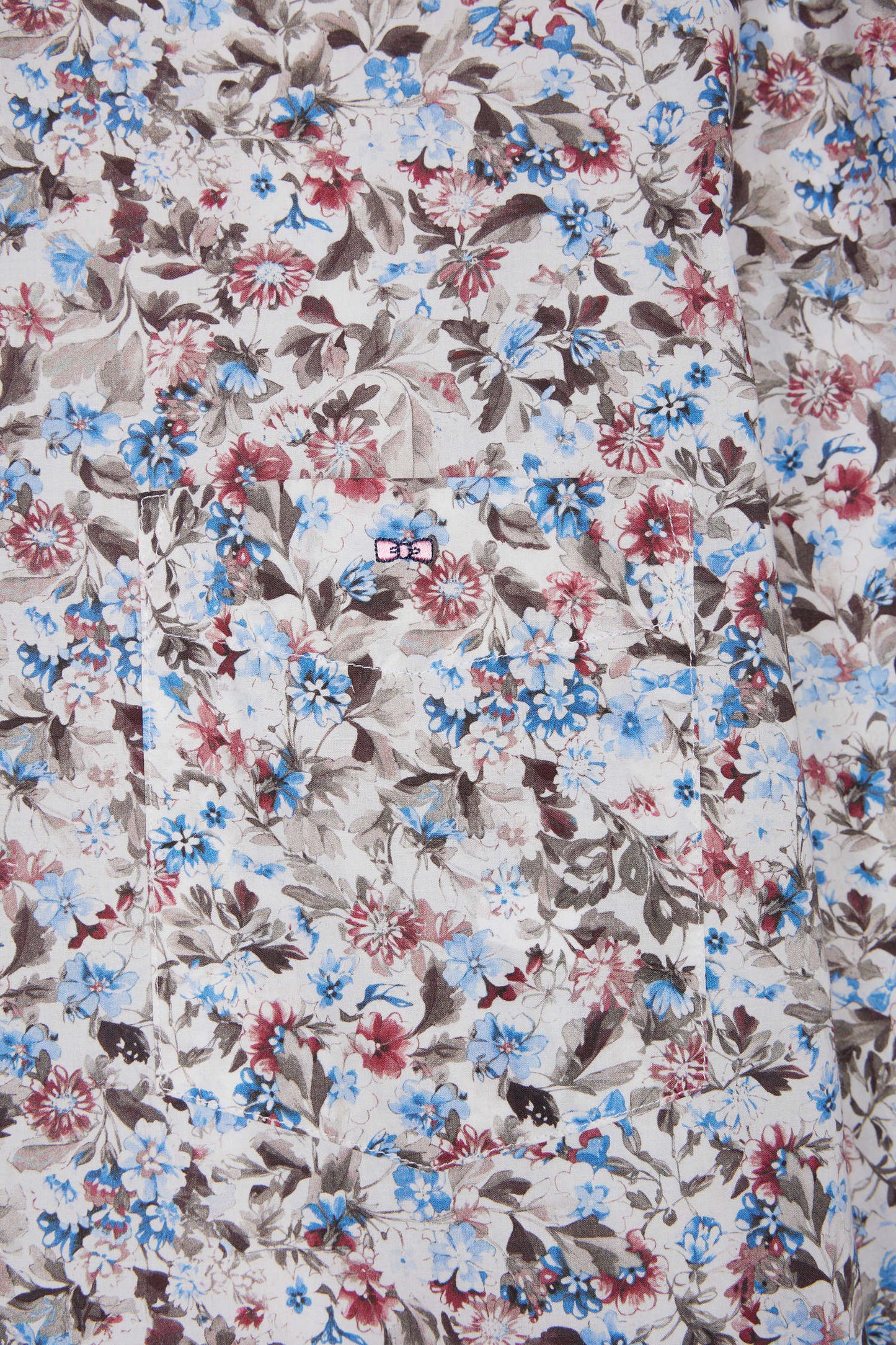 Brown cotton floral micropattern shirt, straight cut