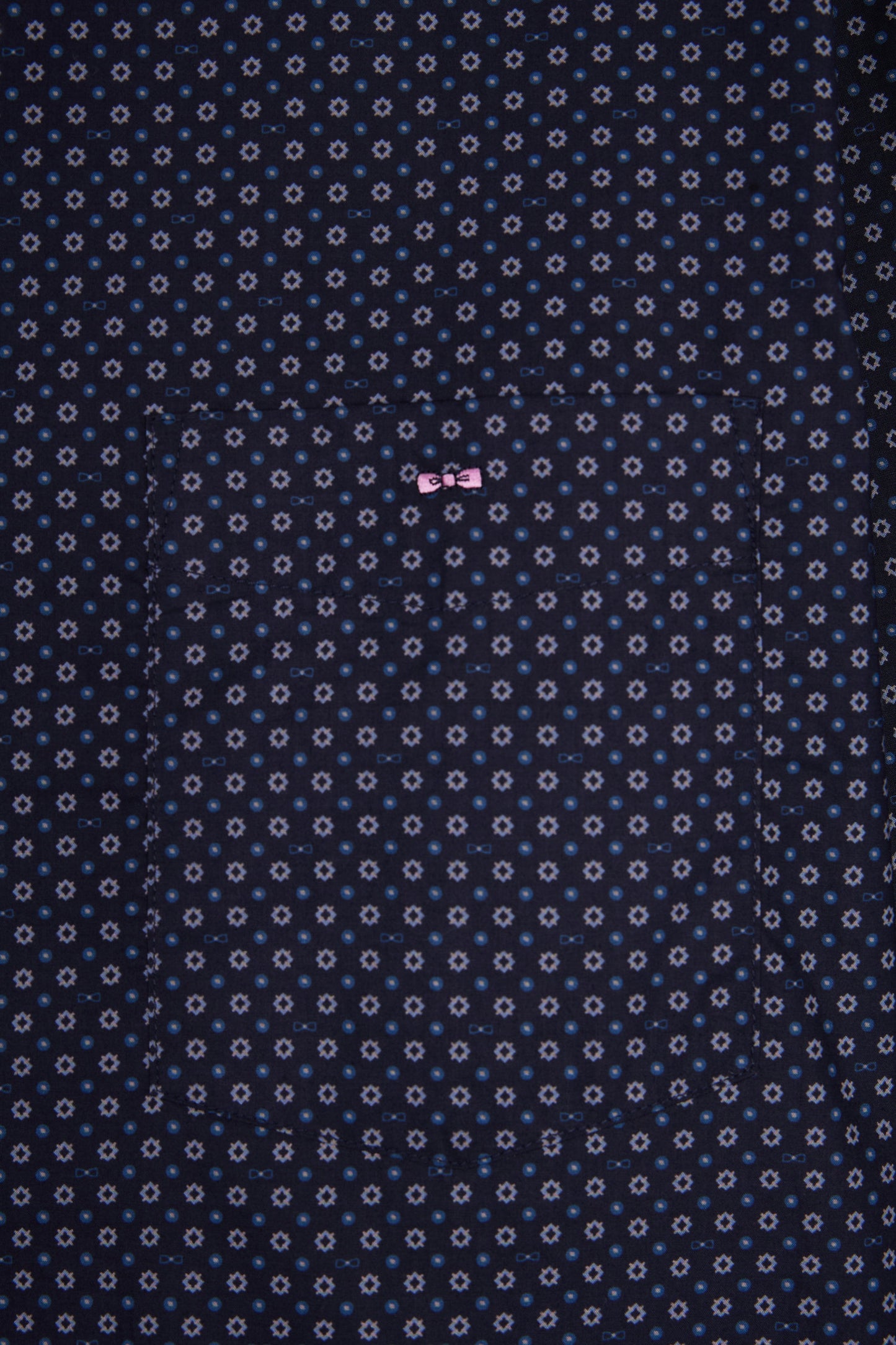 Chemise en coton à micro-motifs marine coupe droite