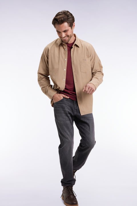 Chemise en velours beige coupe droite - Image 1