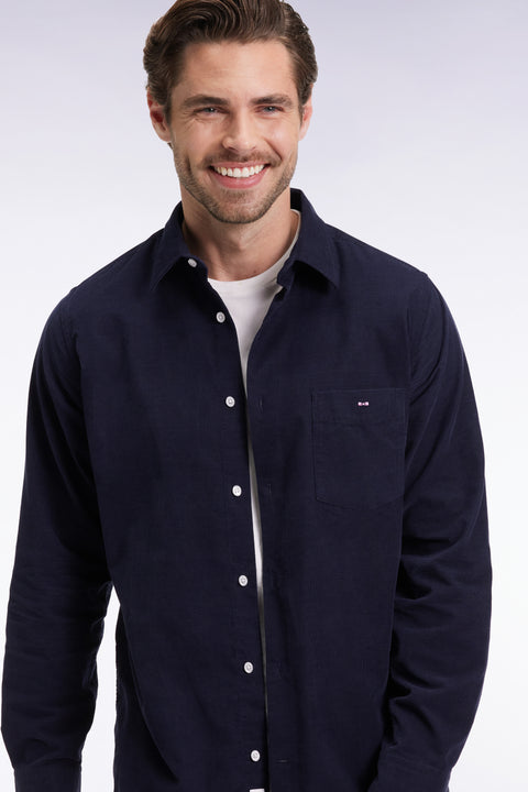 Chemise en velours marine coupe droite - Image 1