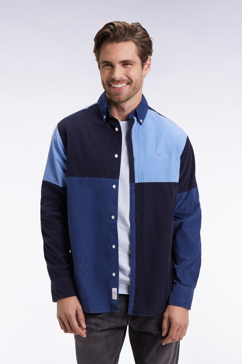Chemise en velours quatre cadrans bleu coupe droite - Image 3